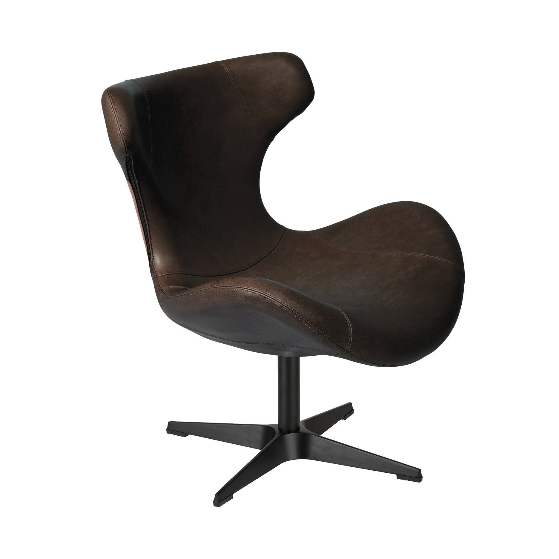 Kato loungestol læder m. sort drejesokkel